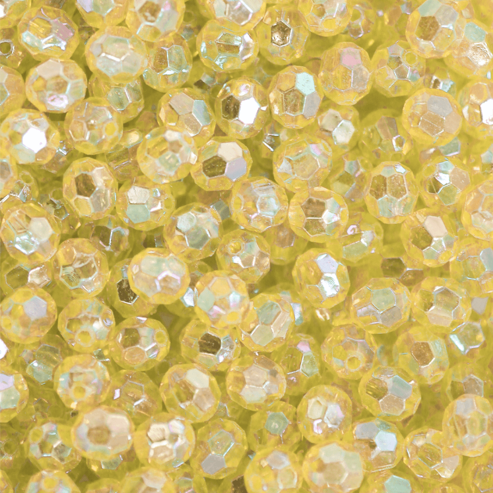 Plastic Beads Bulk Bag, Round, Faceted, 7.5mm x 8.5mm, Available in Multiple Colours, Sold Per pkg of Approx 450+