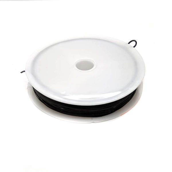 Crystal Tec Elastic Bead Cord, Black, 0.8mm, ~ 8 yards