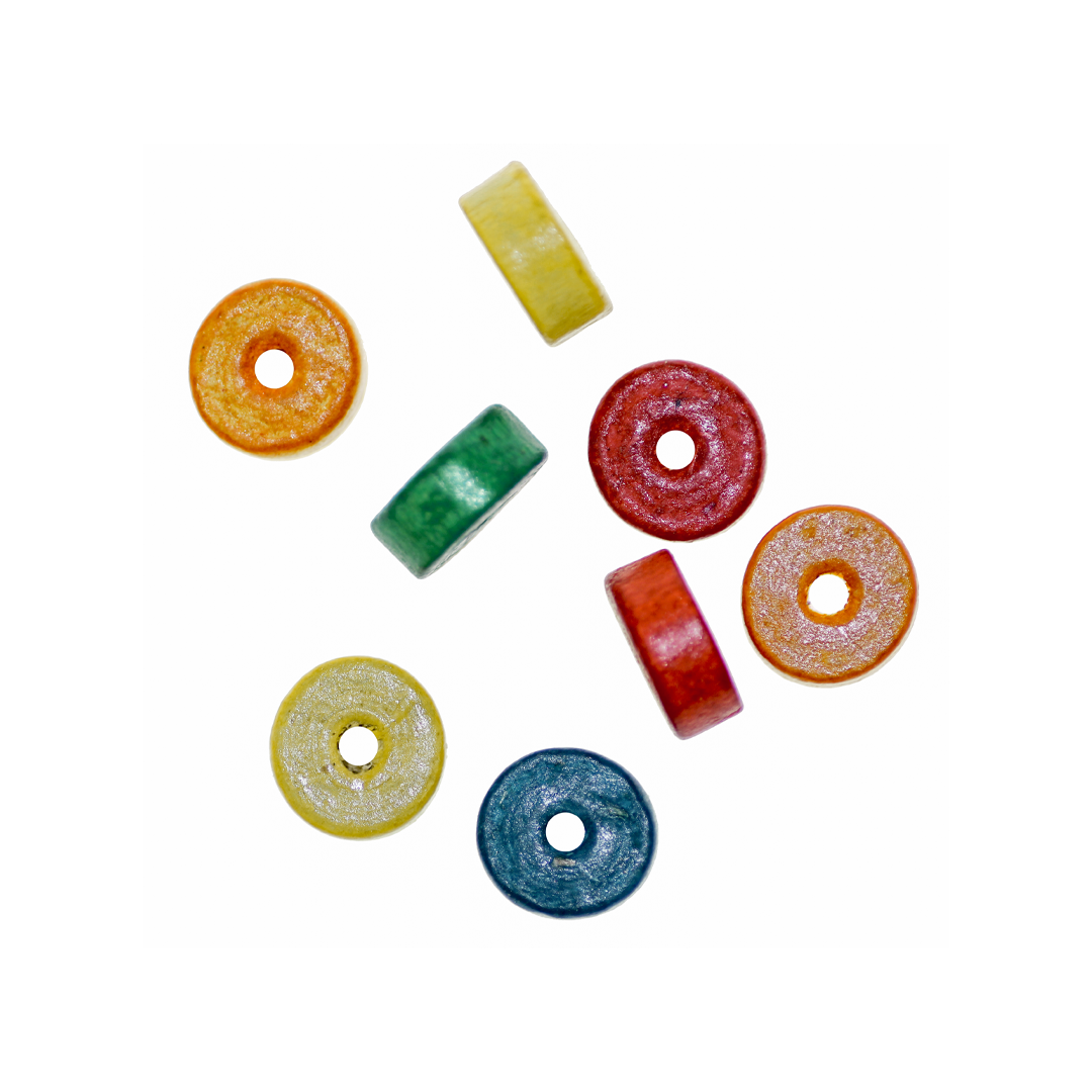 Wood Beads, Flat Round, Mixed Colours, 14mm x 14mm, Sold Per pkg of Approx 20