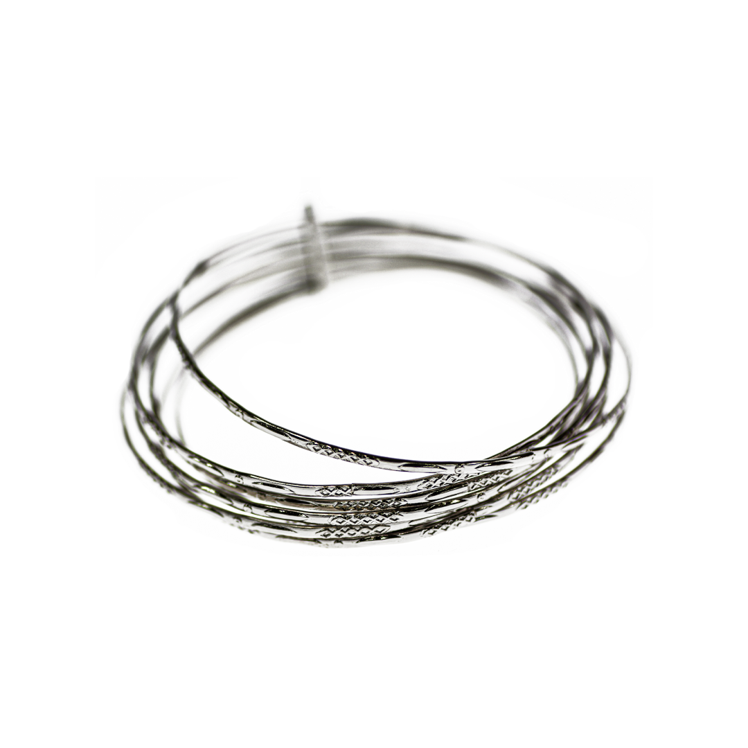 Bangles Set, Silver, Alloy, 2.55 inches inner diameter, Sold Per pkg of 7 pcs