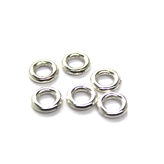 O Spacer Bead, Bright Silver, Alloy, Round, 7mm, 12 Gauge, Sold Per pkg of 45+