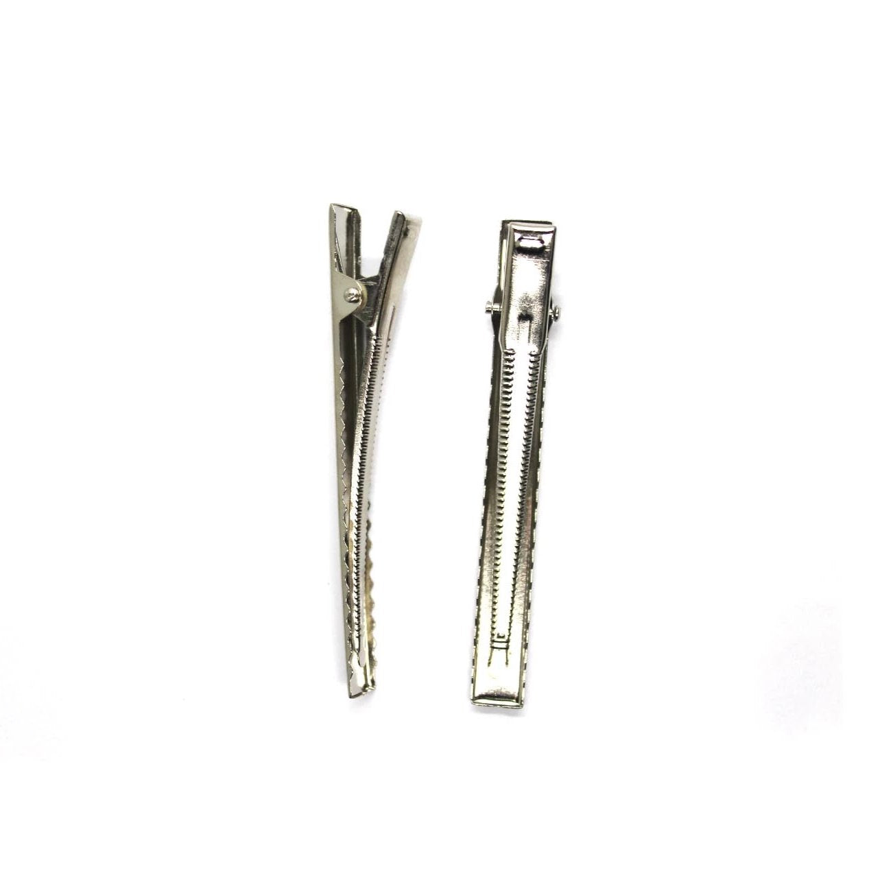 Hair Alligator Clip, Silver Alloy, 76mm X 8mm, 8pcs