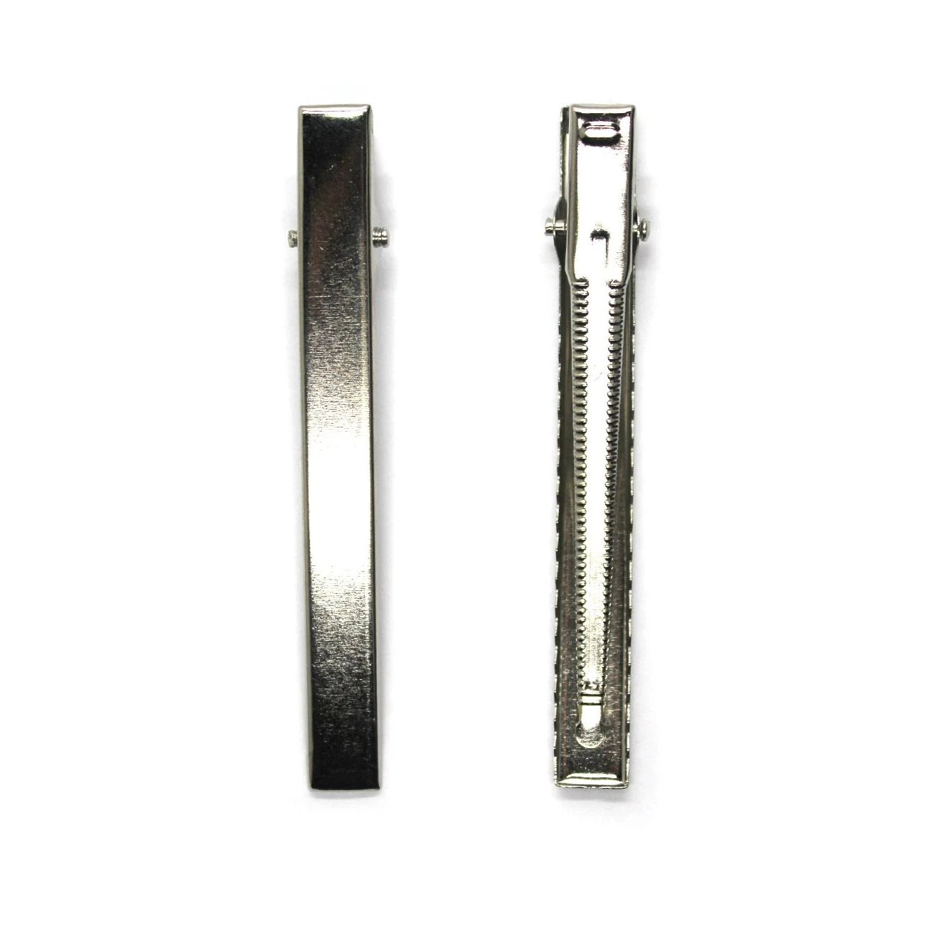 Hair Alligator Clip, Silver Alloy, 76mm X 8mm, 8pcs