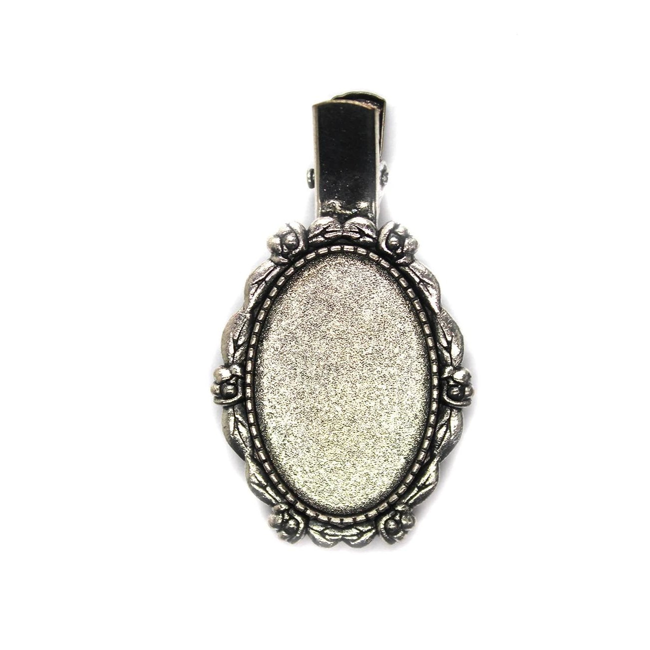 Glue On Bezel Barrette, Antique Silver, Alloy, 51mm X 30mm, 1pc