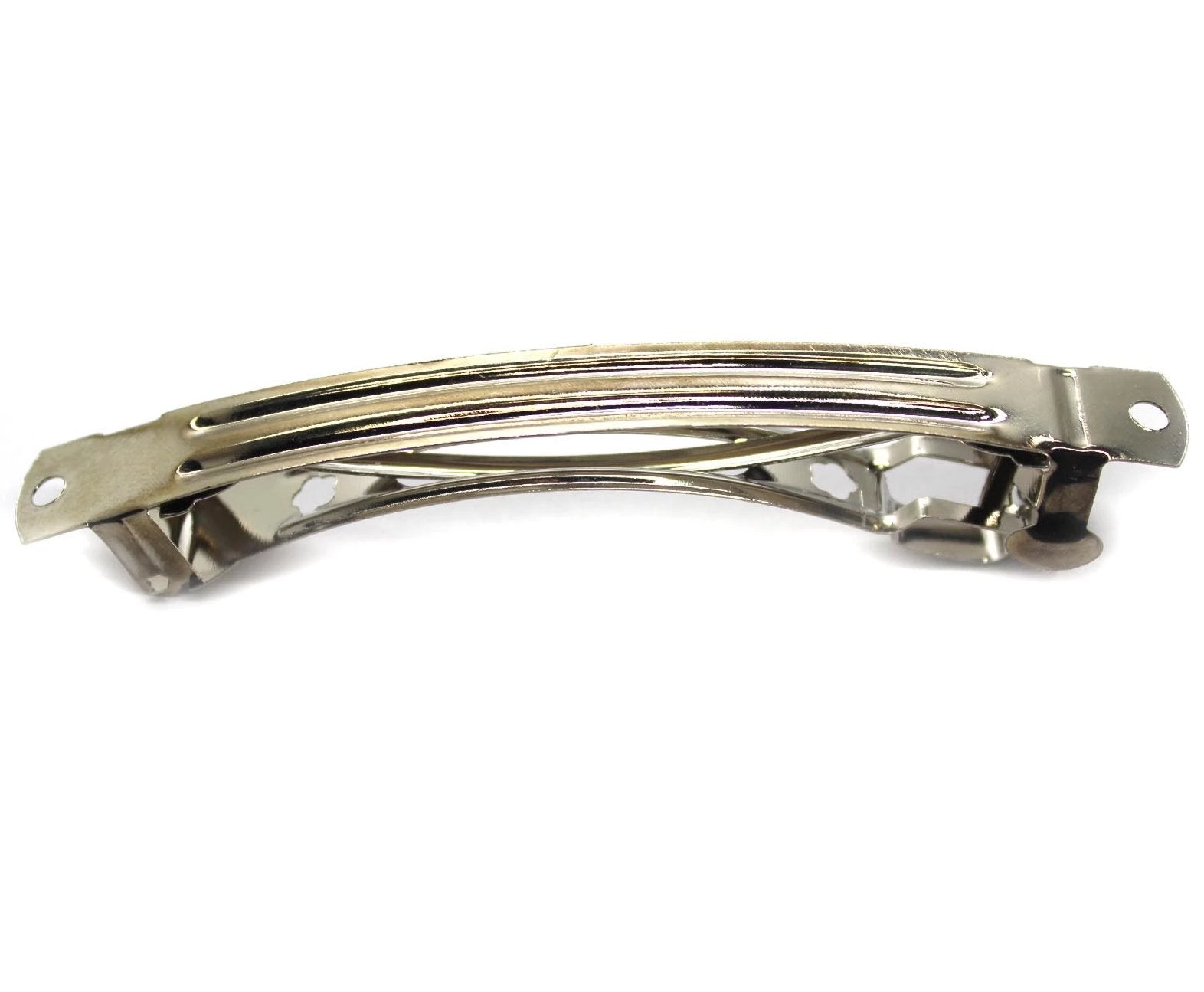 Hair French Barrette, Silver Alloy, 96mm X 11mm, 6pcs