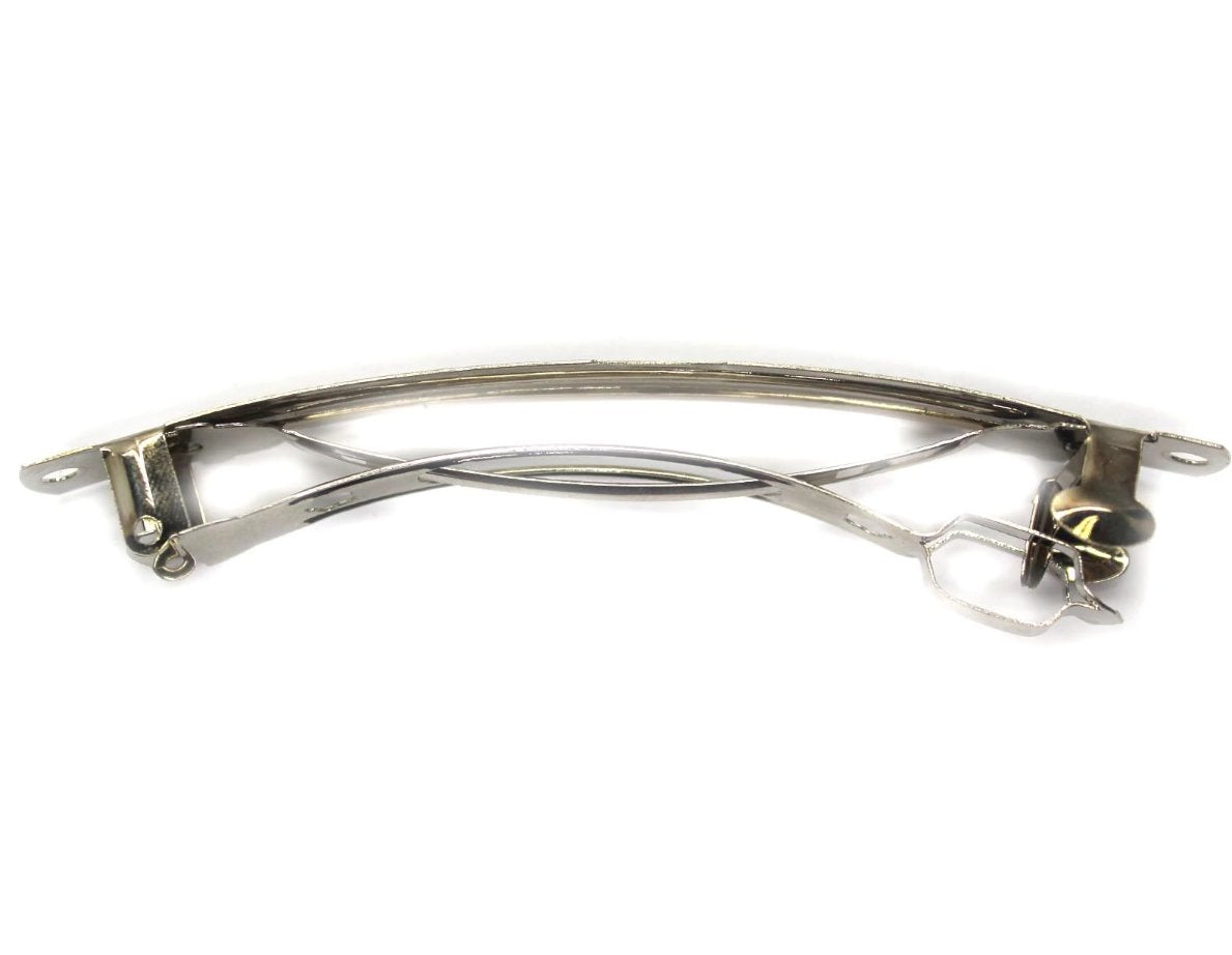 Hair French Barrette, Silver Alloy, 96mm X 11mm, 6pcs
