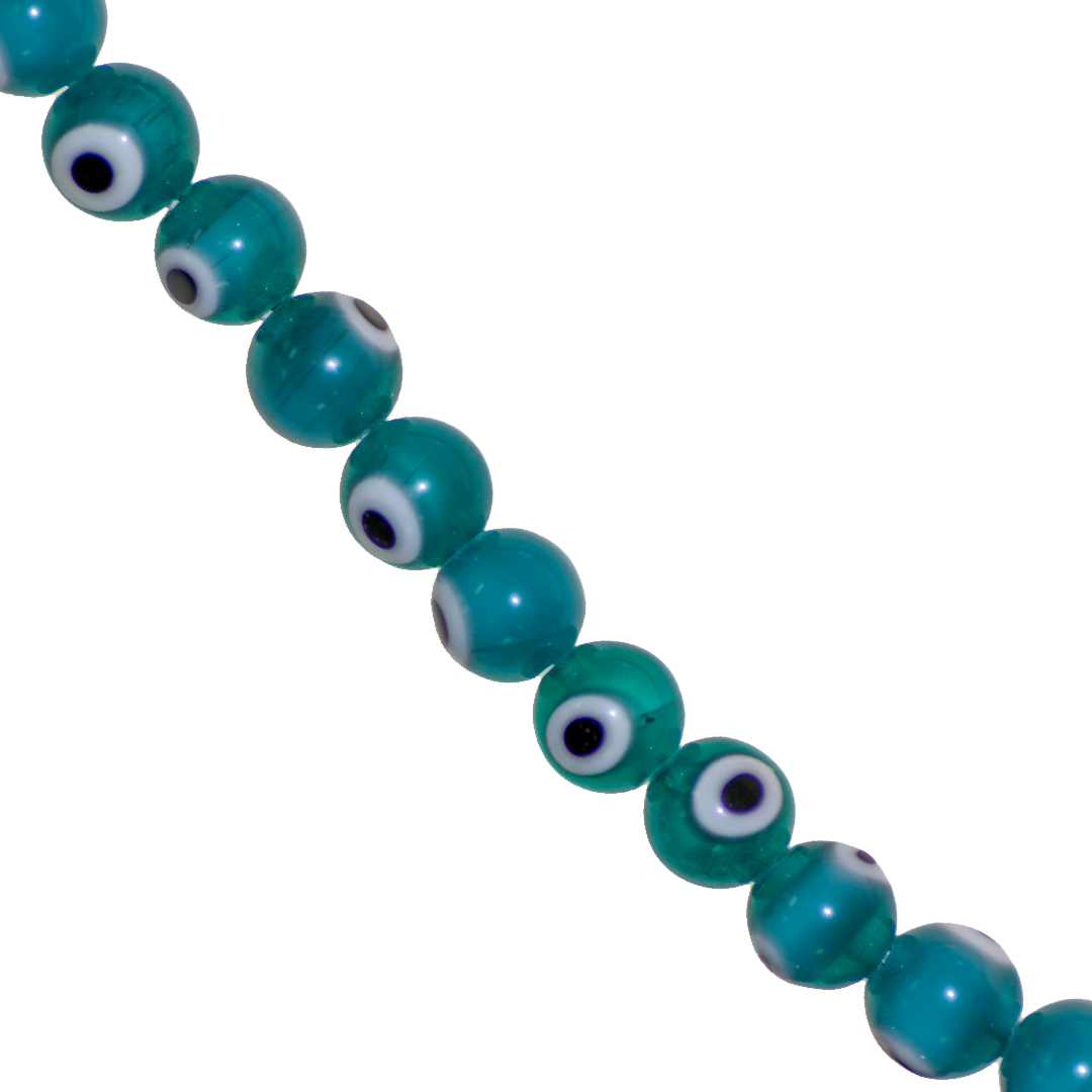Glass Beads, Turquoise Evil Eye, 8mm, Approx 45+ pcs per strand