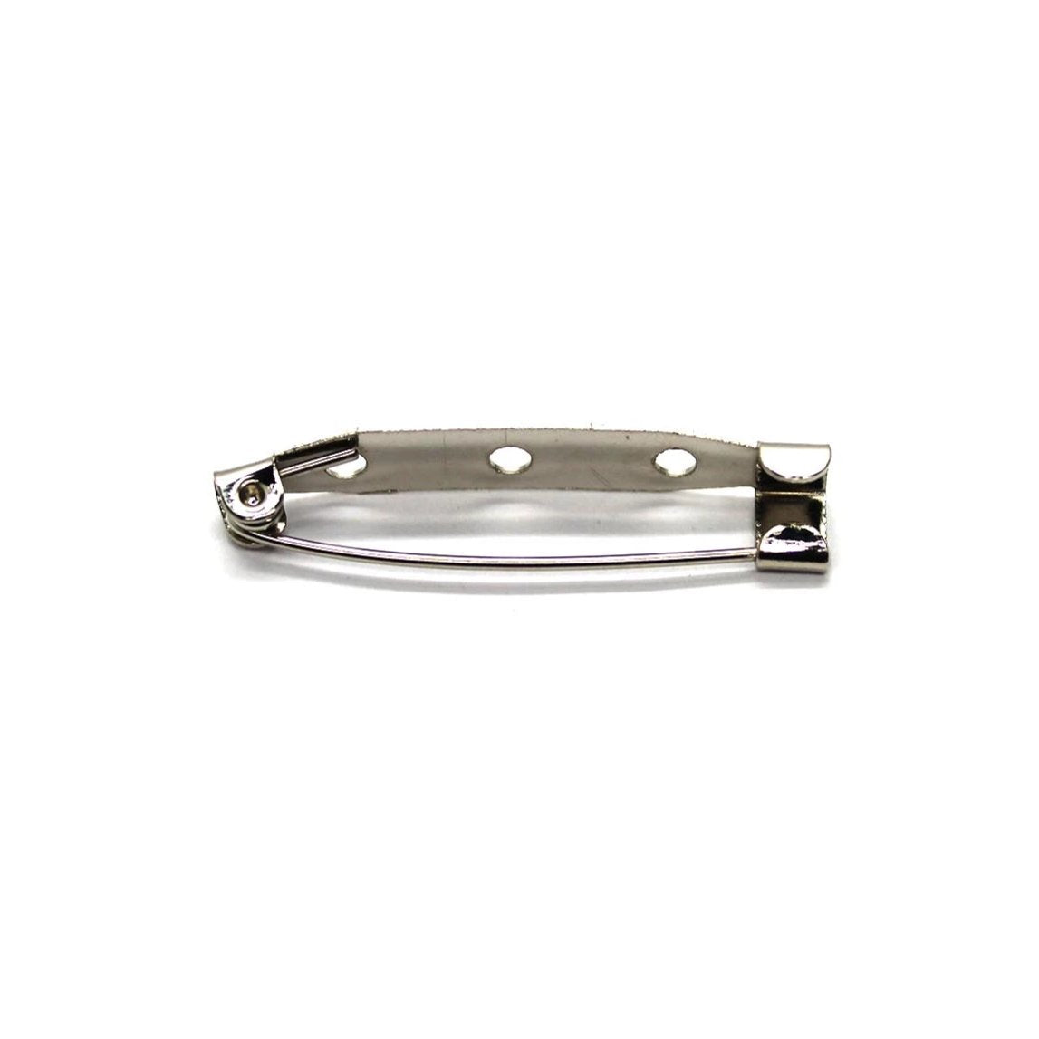 Brooch Back Pins, Bright Silver, Alloy, 35mm x 5mm, Sold Per pkg of 12