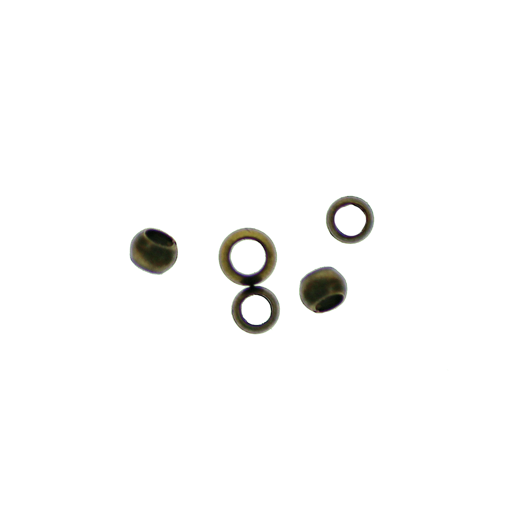 Crimp Bead, Round, Brass, Alloy, 3mm x 2mm, Sold Per pkg of Approx 100+