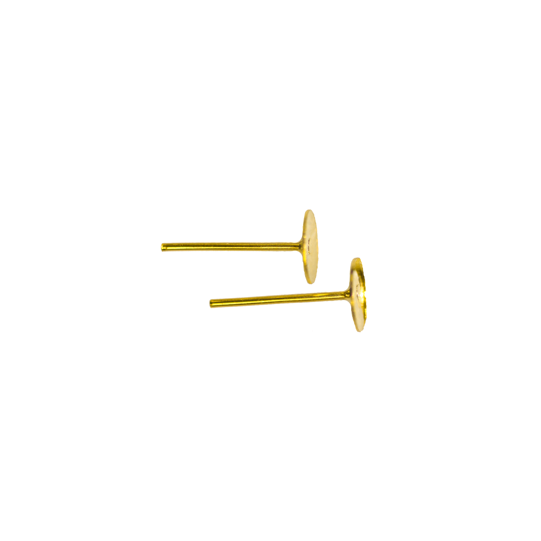 Earrings, Gold, Alloy, Glue On Stud, 12mm x 6mm, Sold Per pkg of 15 pairs