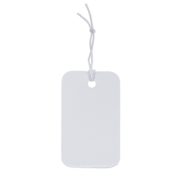 Tools, Tie-On Elastic String Price Tags, Rectangle, White, Paper, 25mm ...