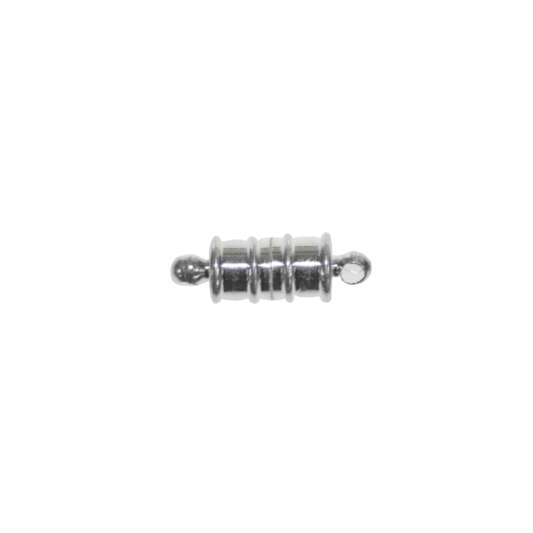 Clasp, Magnetic Barrel Clasp, Silver, Alloy, 6mm x 17mm, Sold Per pkg of 1