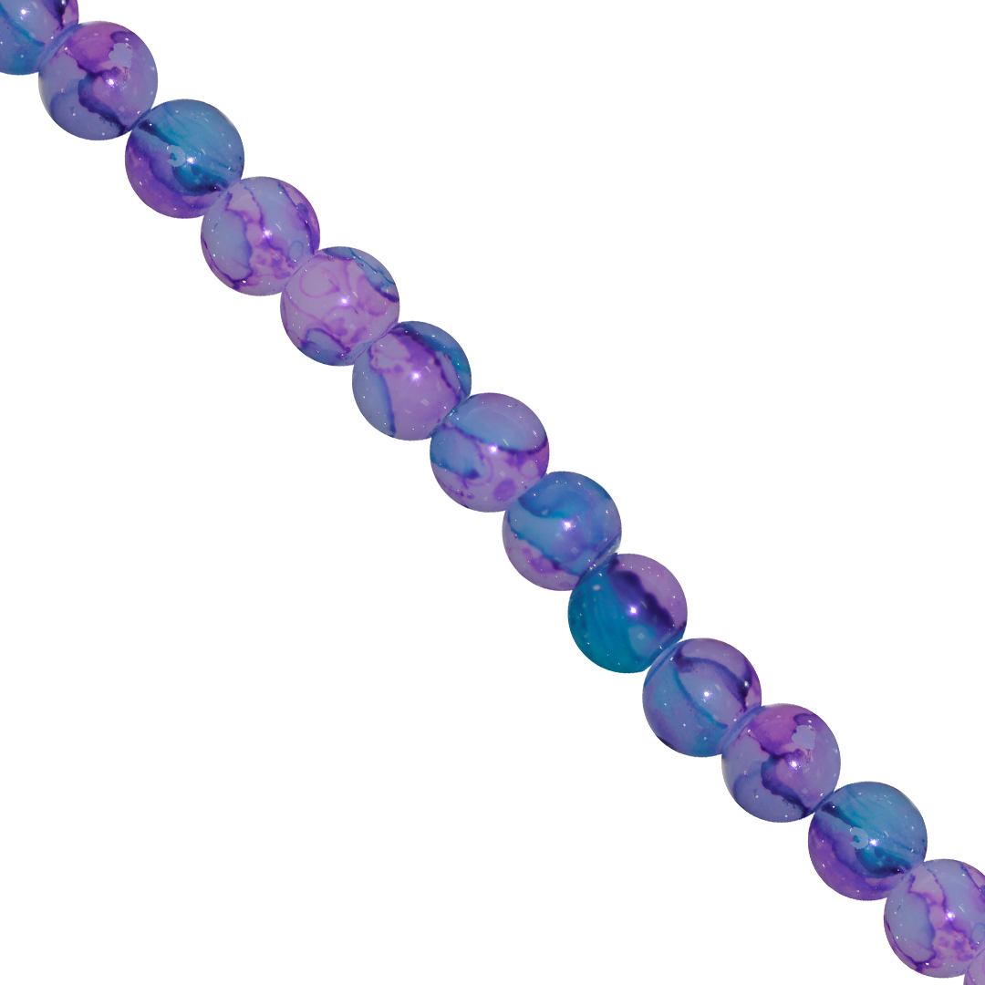 Marble Style Glass Beads, Tie Dyed, 4mm, Approx 190 pcs per strand, Available in Multiple Colours