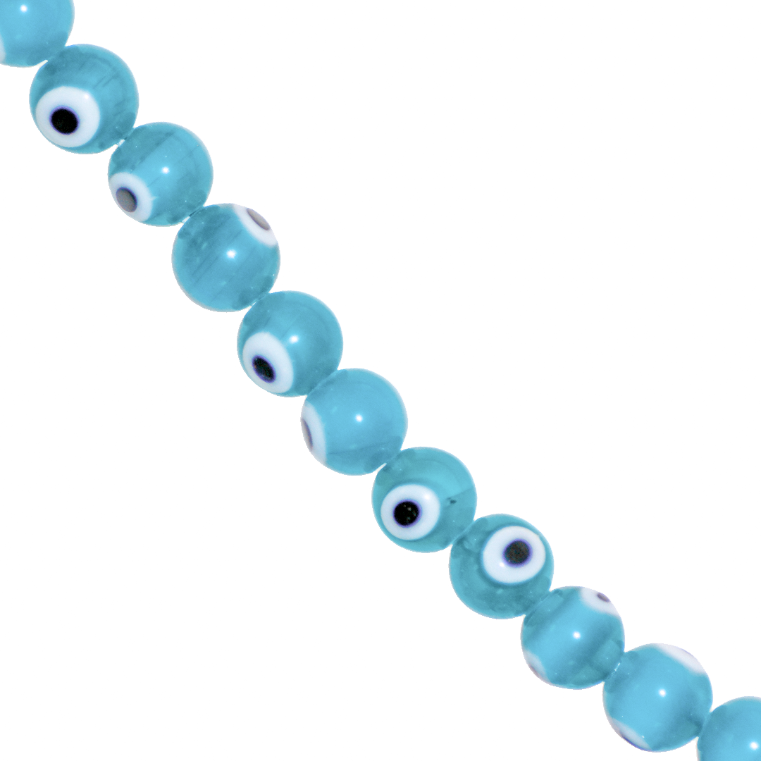 Glass Beads, Sky Blue Evil Eye, 4mm, Approx 95 pcs per strand