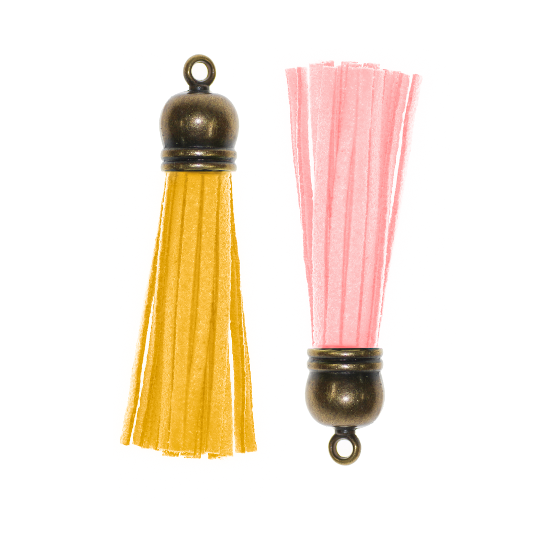 Tassels, Suede Tassel with Bead Cap, Available in Multiple Colours