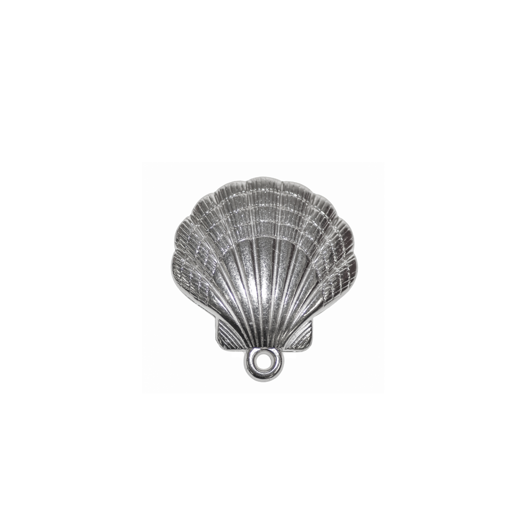 Plastic Beads, Seashell, Silver, 34.5mm x 31.4mm, Sold Per pkg of 15 pcs