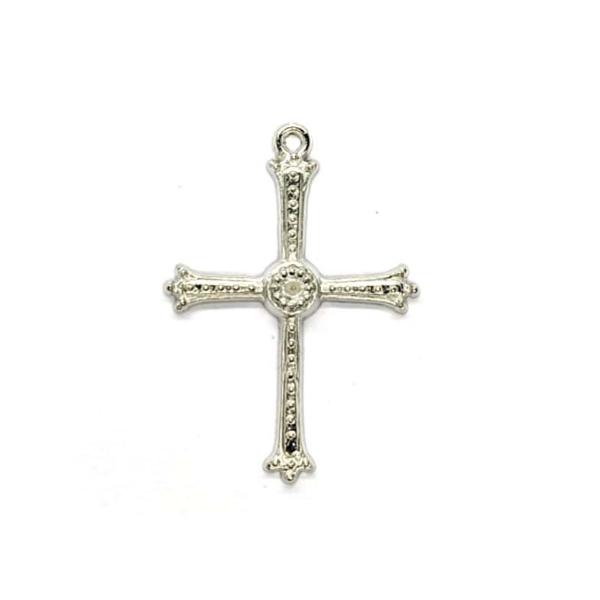 Charms, Dotted Cross, Silver, Alloy, 35mm X 25mm, Sold Per pkg of 6