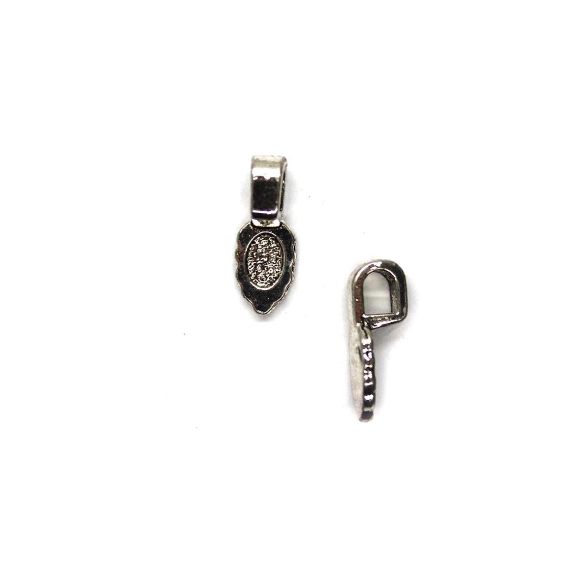 Bails, Glue On Bails, Silver, Alloy, 15mm x 6mm, Sold Per pkg of 5 - Butterfly Beads