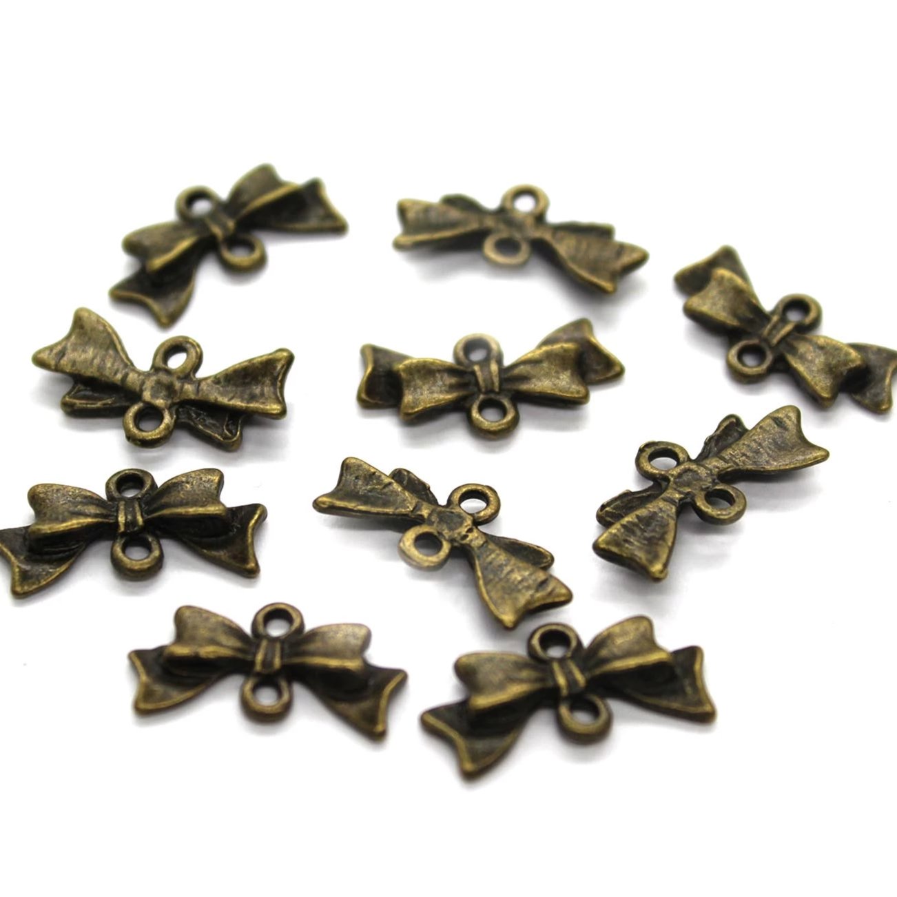 Connector, Bow, Brass, Alloy, 20mm x 10mm x 2mm, Sold Per pkg of 10