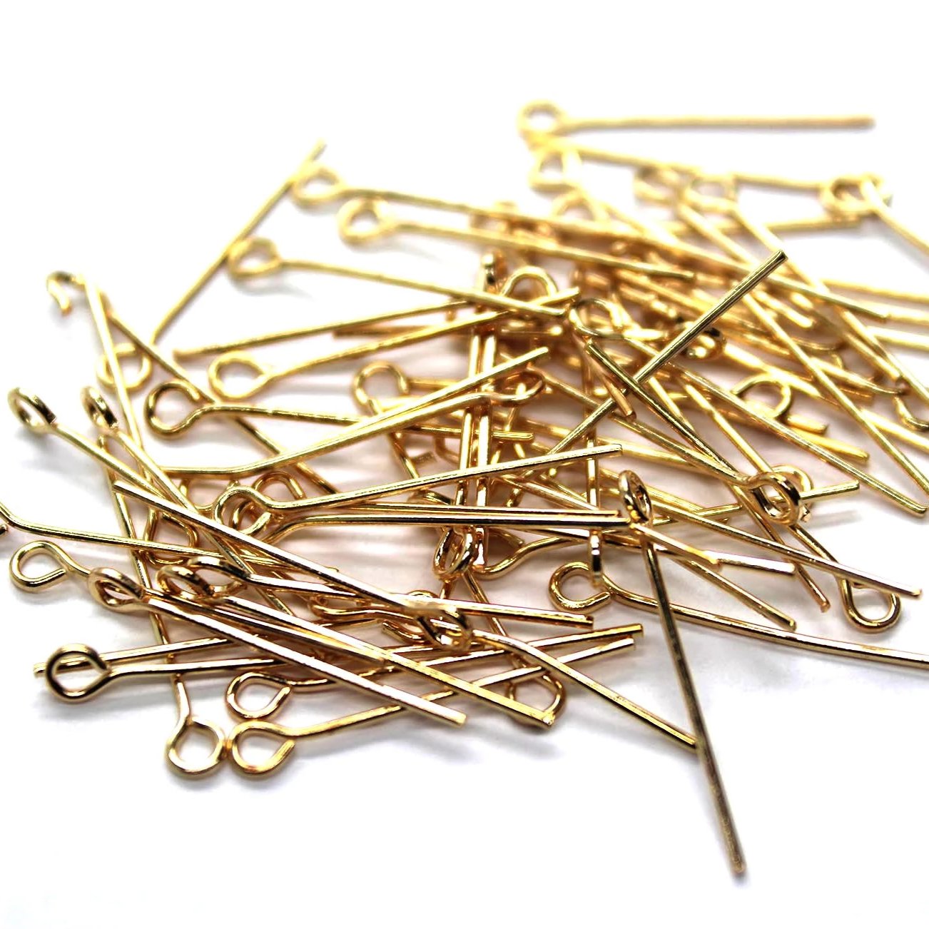 Eye Pins, Gold, Alloy, 0.86 inches, 22 Gauge, 60+pcs