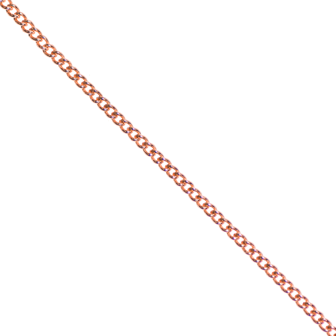 Chains, Curb Chain, Rose Gold, Alloy, 2mm x 1.5mm x 0.5mm loop -  Sold per Meter