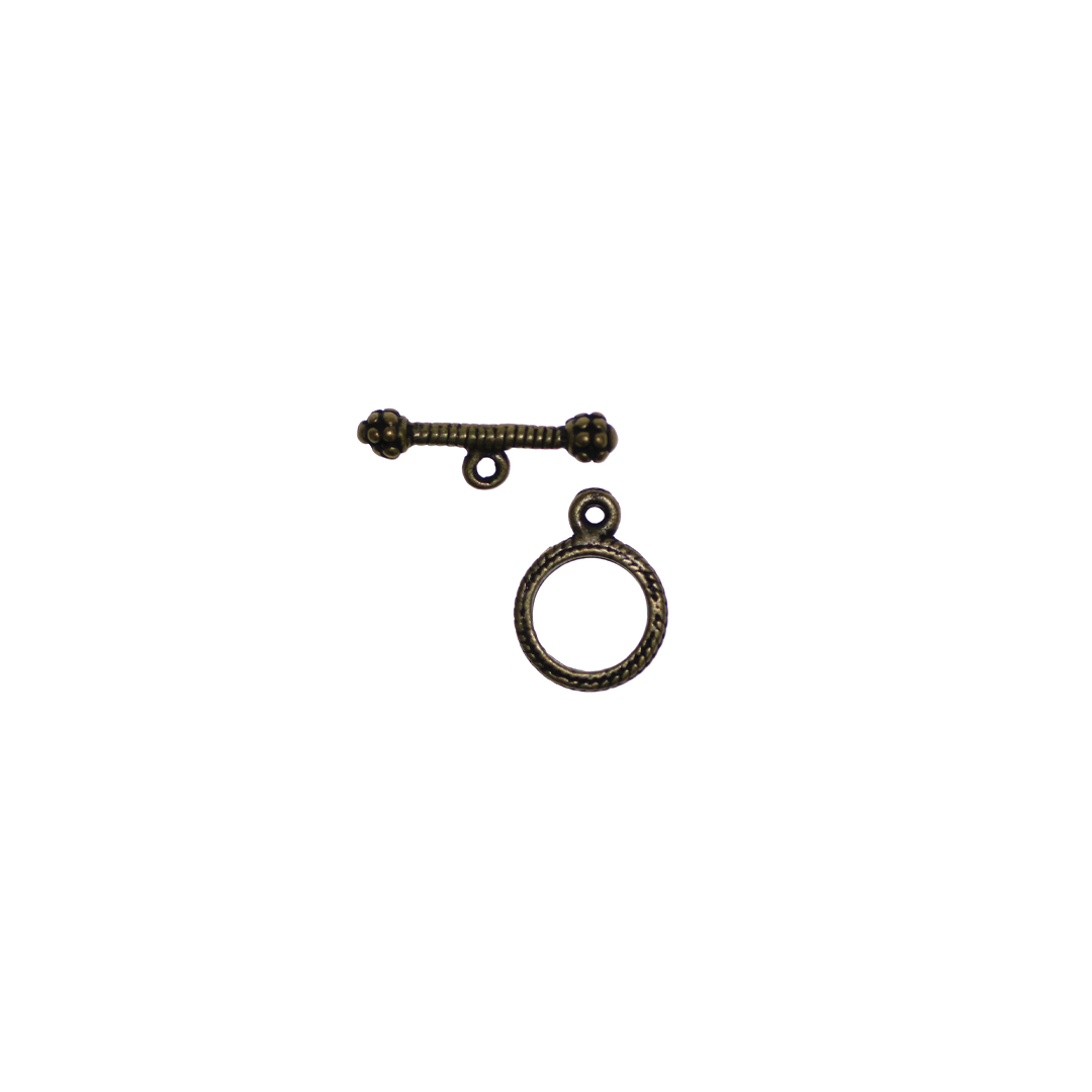 Clasp, Small, Round Toggle, Brass, Alloy, 13mm x 10mm (Ring), 16.5mm x 5mm (Bar), Sold Per pkg of 10 sets