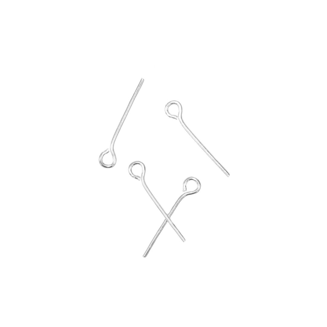 Eye Pins, Bright Silver, Alloy, 0.79 inches, 21 Gauge, Sold Per pkg of Approx 234+ pcs