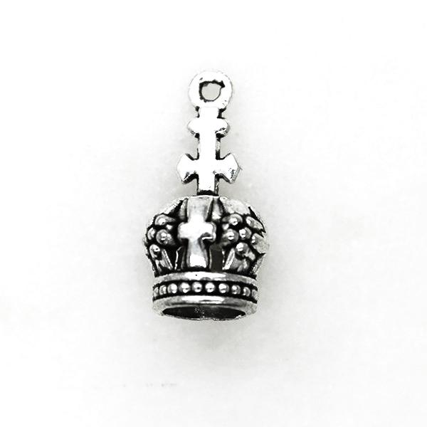 Charms, Cross Crown, Silver, Alloy, 18mm X 9mm, Sold Per pkg of 4