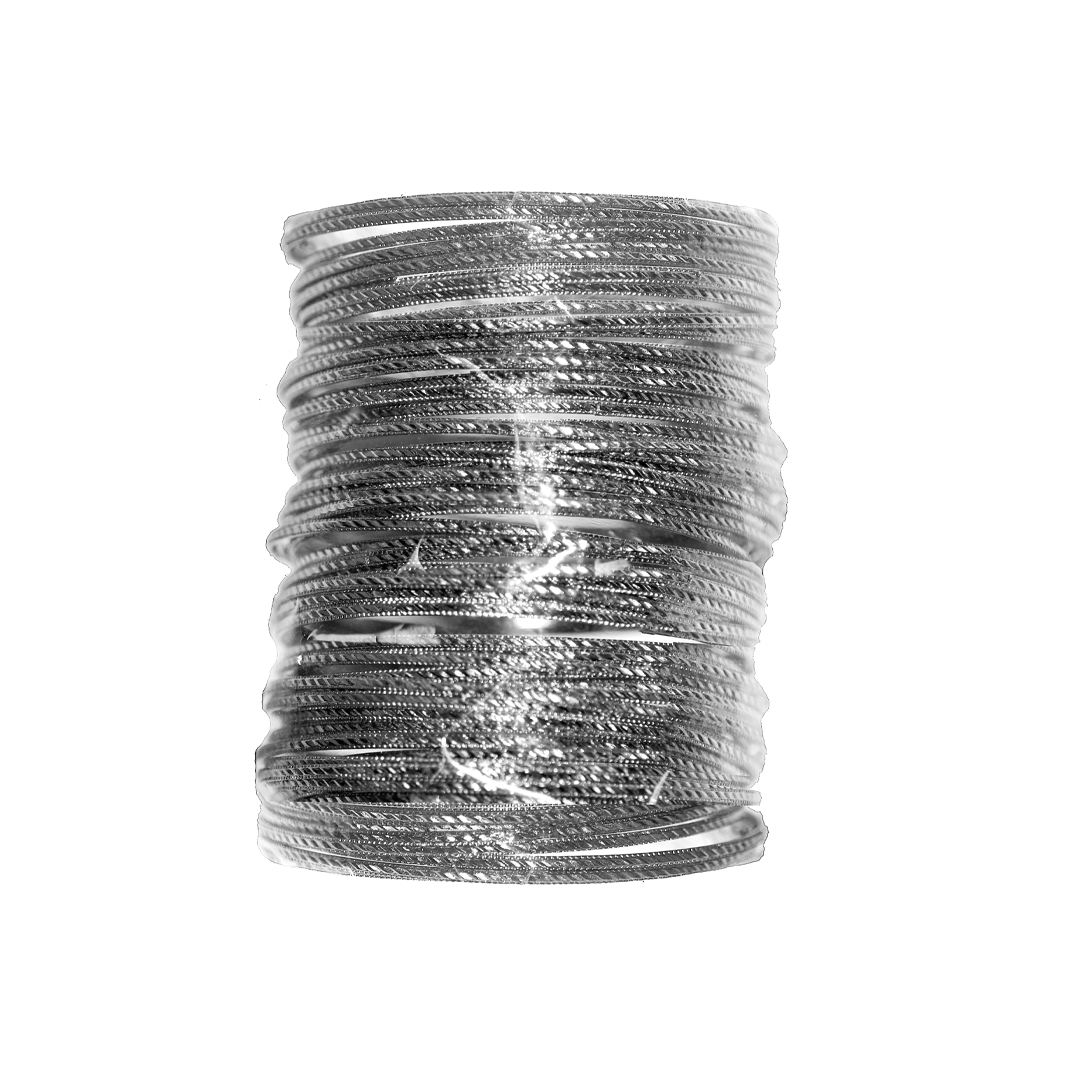 Bangle Set, Silver Alloy, Extra Large, Sold Per pkg of 70 pcs