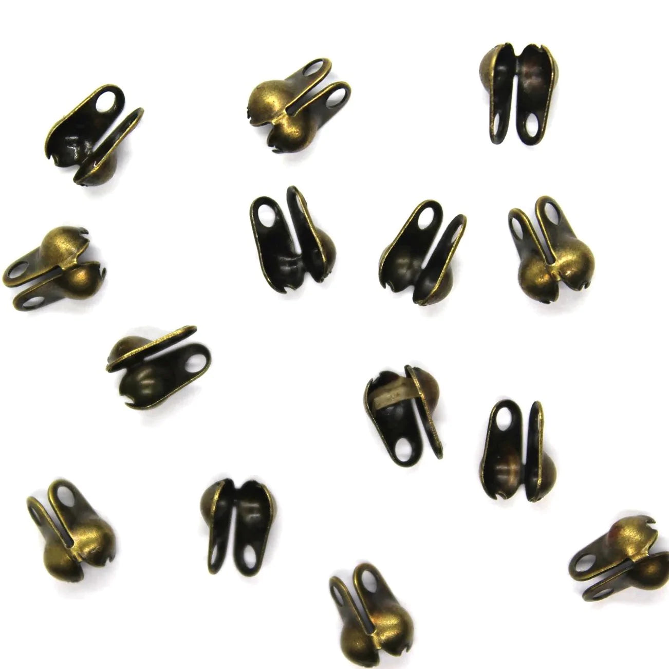 Clamshell Beads Tips, Brass, Alloy, 6mm x 5mm, Sold Per pkg of 80