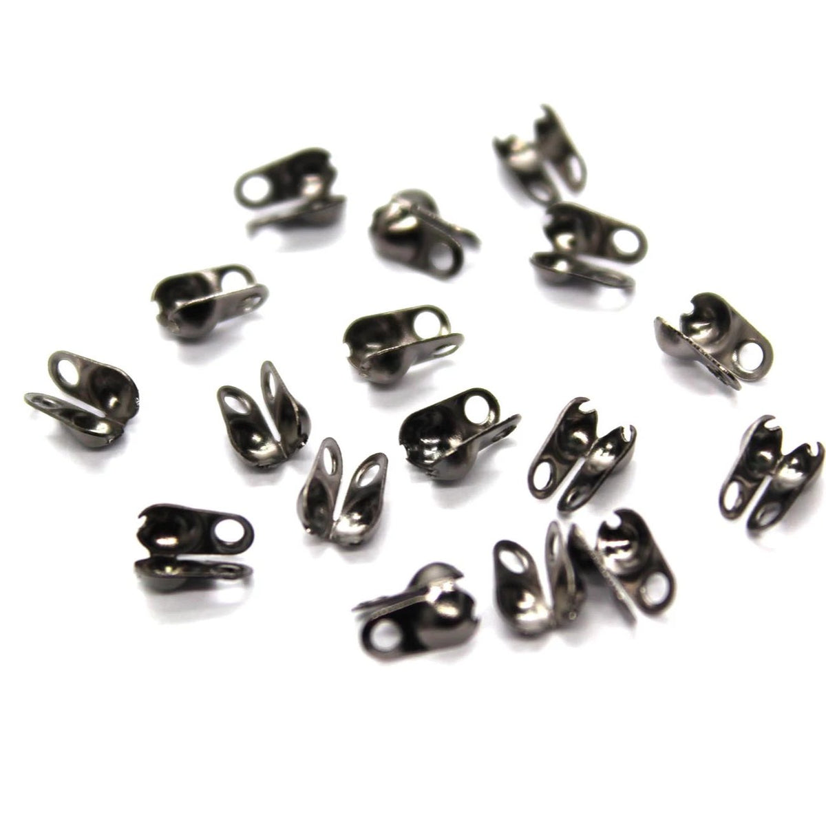 Clamshell Bead Tip, Gunmetal, Alloy, 6mm X 3mm, Sold Per pkg of 70+