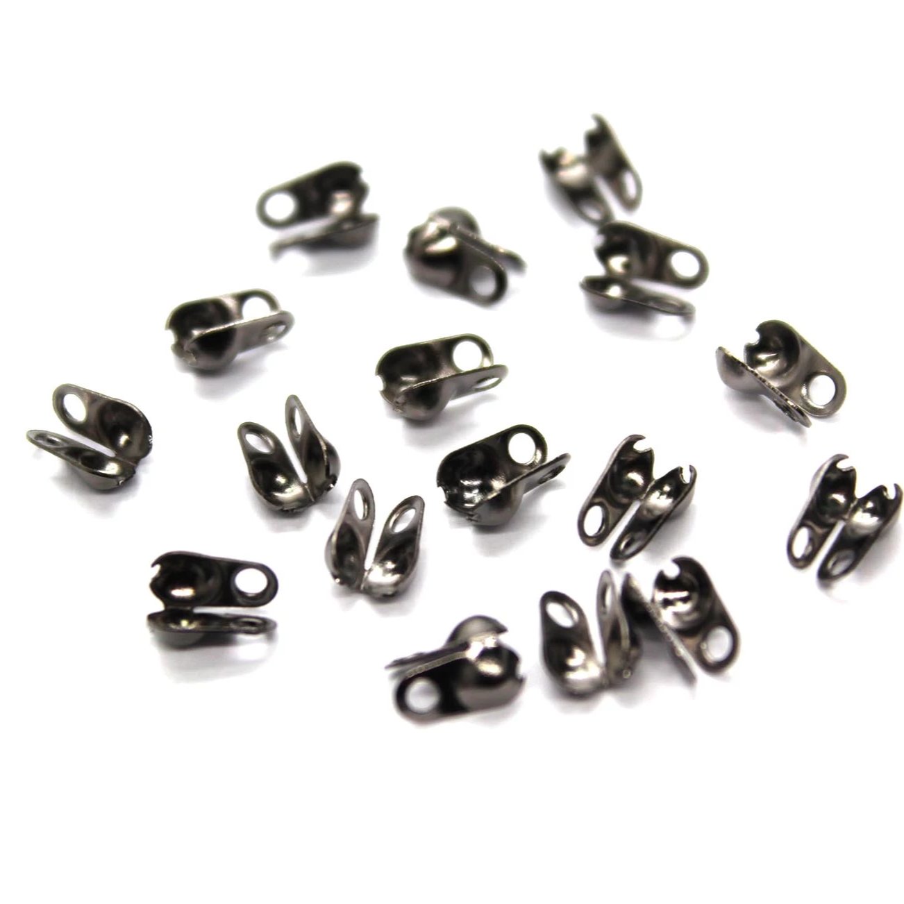 Clamshell Bead Tip, Gunmetal, Alloy, 6mm X 3mm, Sold Per pkg of 70+