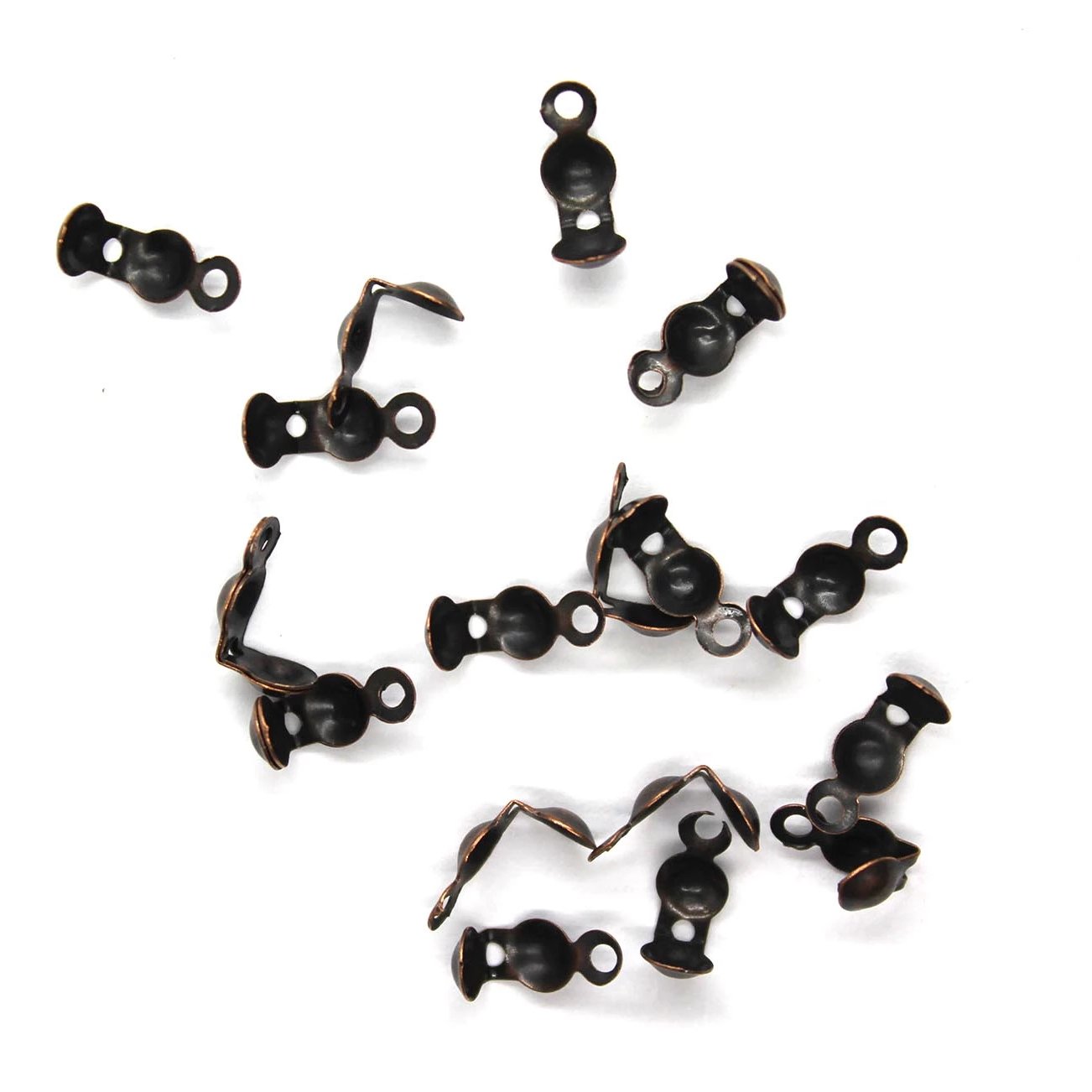 Clamshell Beads Tips , Dark Copper, Alloy, 8mm X 4mm,  Sold Per pkg of 70+