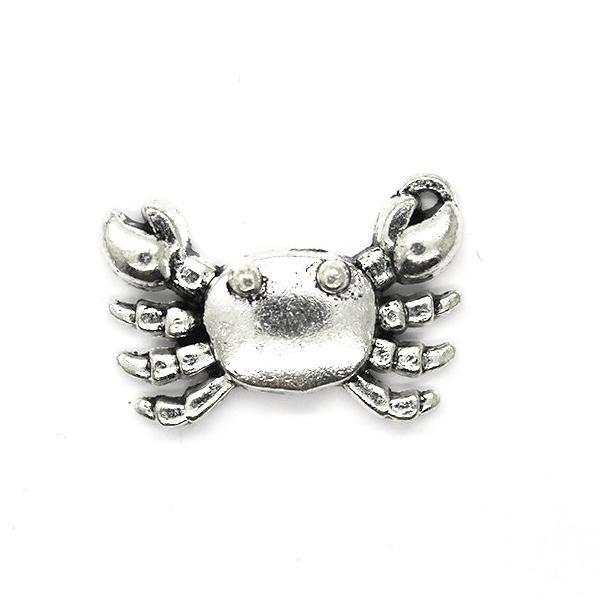 Charms, Large Crab, Silver, 23mm X 16mm X 4mm, Sold Per pkg of 3