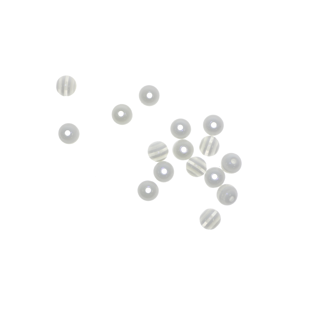 Plastic Beads, White Striped, 6mm x 5.5mm, Sold Per pkg of 100 pcs
