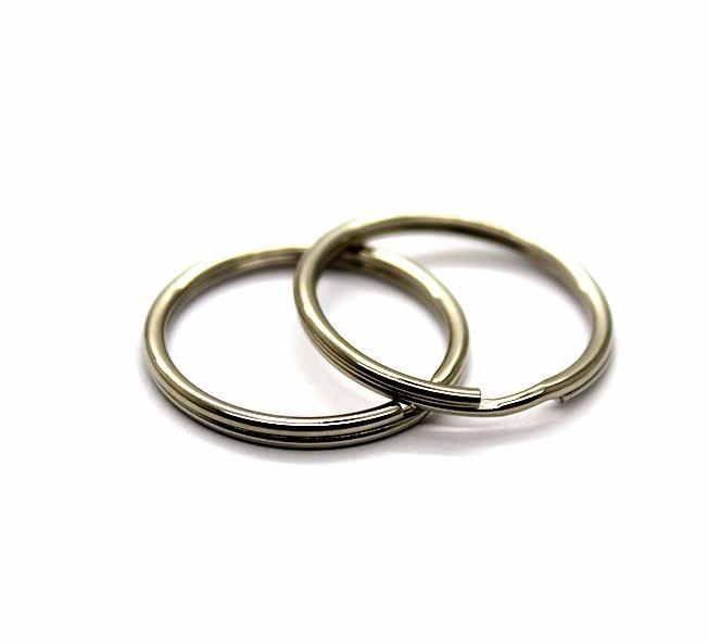 Split Rings, Silver, Rhodium, Round, 25mm, 14 Gauge, Sold Per pkg of 8
