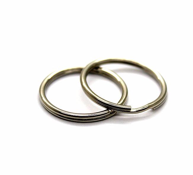 Split Rings, Silver, Rhodium, Round, 25mm, 11 Gauge, Sold Per pkg of 8