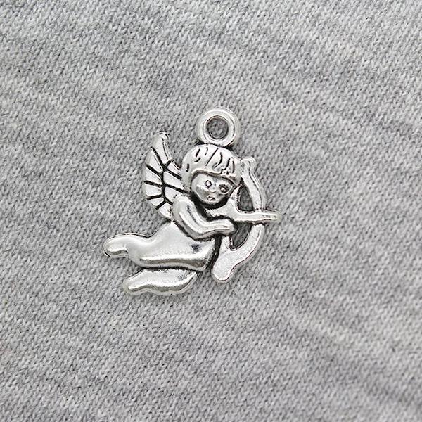 Charms,Baby Cupid, Silver, 22mm X 16mm, Sold Per pkg of 8