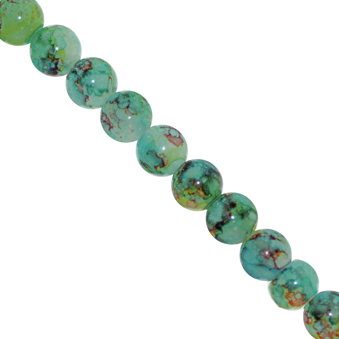 Marble Style Glass Beads, 10mm, Tie Dye, Approx 80 pcs per strand, Available in Multiple Colours