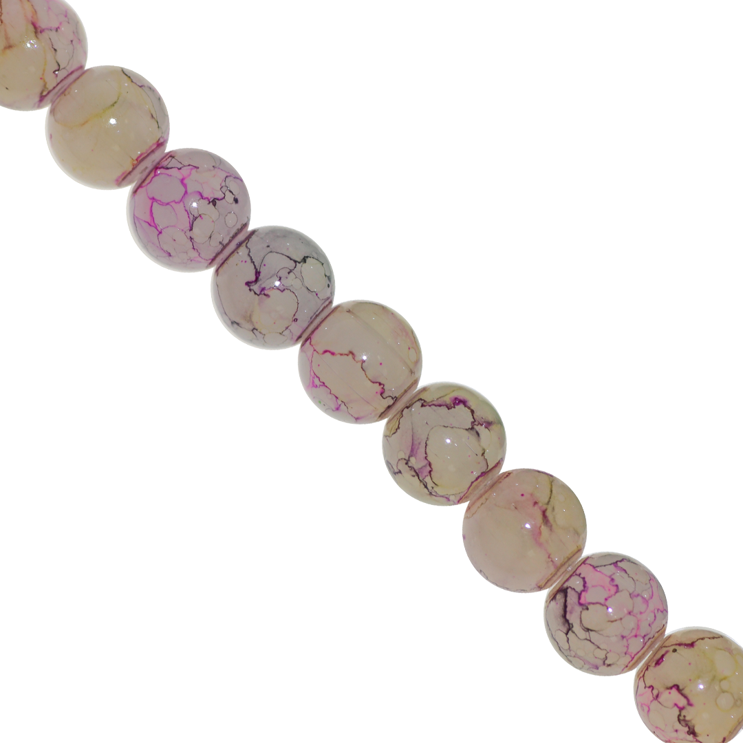 Marble Style Glass Beads, 10mm, Tie Dye, Approx 80 pcs per strand, Available in Multiple Colours