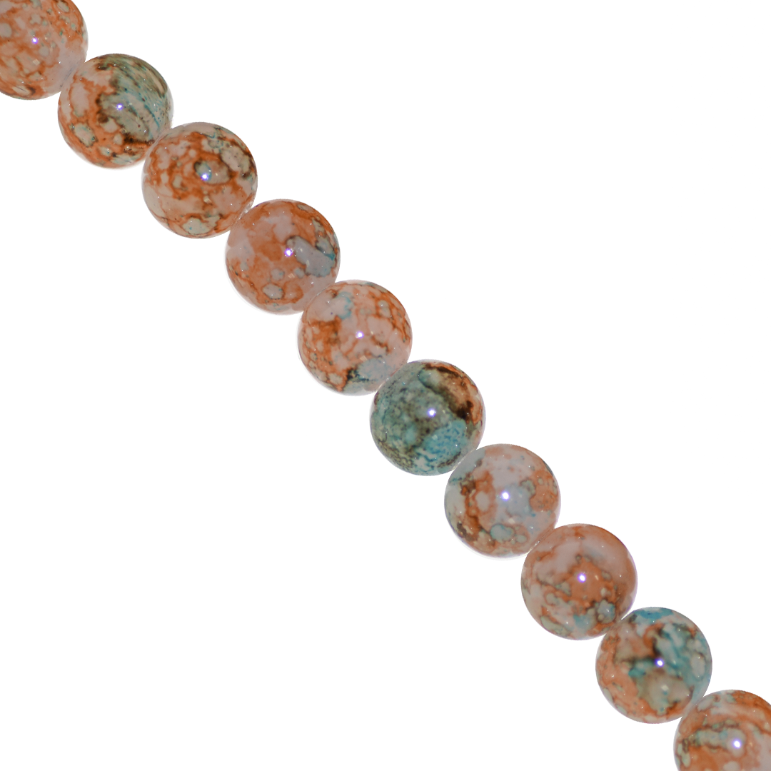 Marble Style Glass Beads, 10mm, Tie Dye, Approx 80 pcs per strand, Available in Multiple Colours