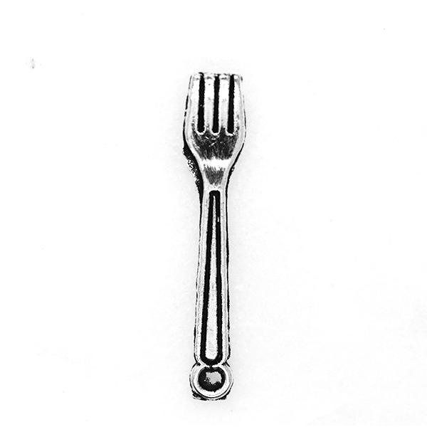 Charms, Forks, Silver, Alloy, 25mm X 5mm, Sold Per pkg of 10