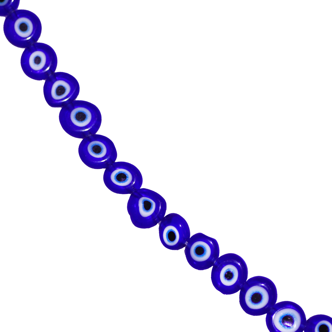 Glass Beads, Flat Evil Eye, Available in Multiple Colours and Sizes
