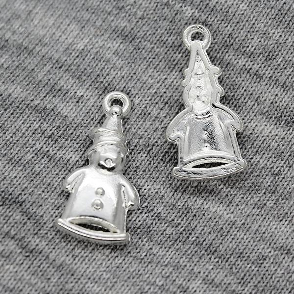 Charms, Snowman, Silver, Alloy, 22mm X 11mm X 5mm, Sold Per pkg of 5