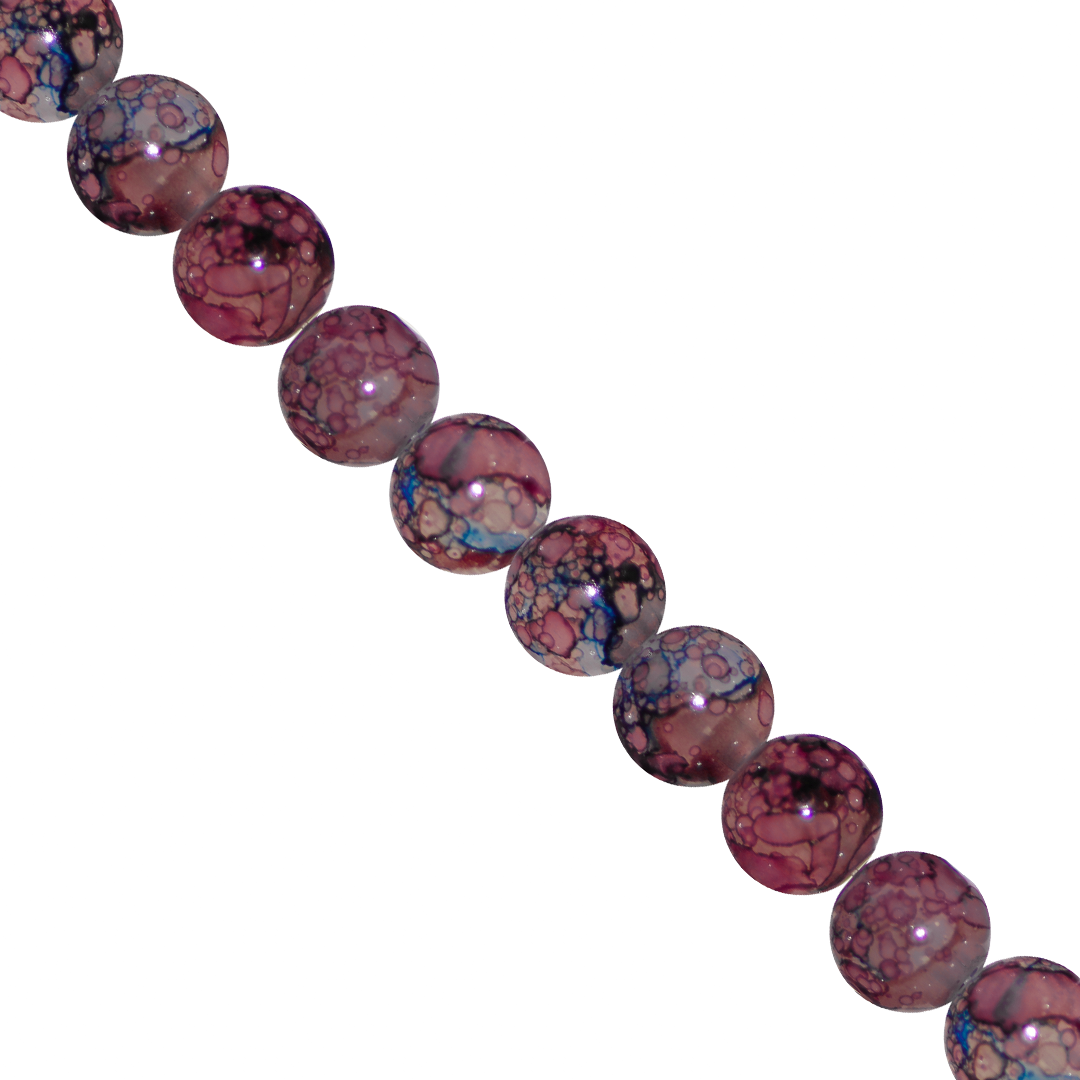 Marble Style Glass Beads, 8mm, Tie Dye, Approx 100 pcs per strand, Available in Multiple Colours