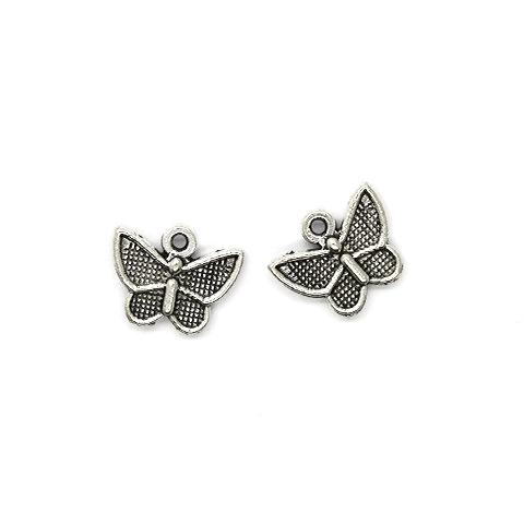 Charms, Dotted Butterfly, Silver, Alloy, 11mm x 13mm, Sold Per pkg of 10