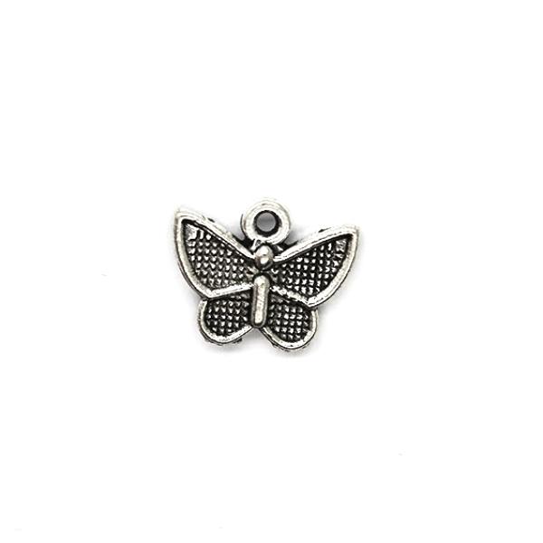 Charms, Dotted Butterfly, Silver, Alloy, 11mm x 13mm, Sold Per pkg of 10