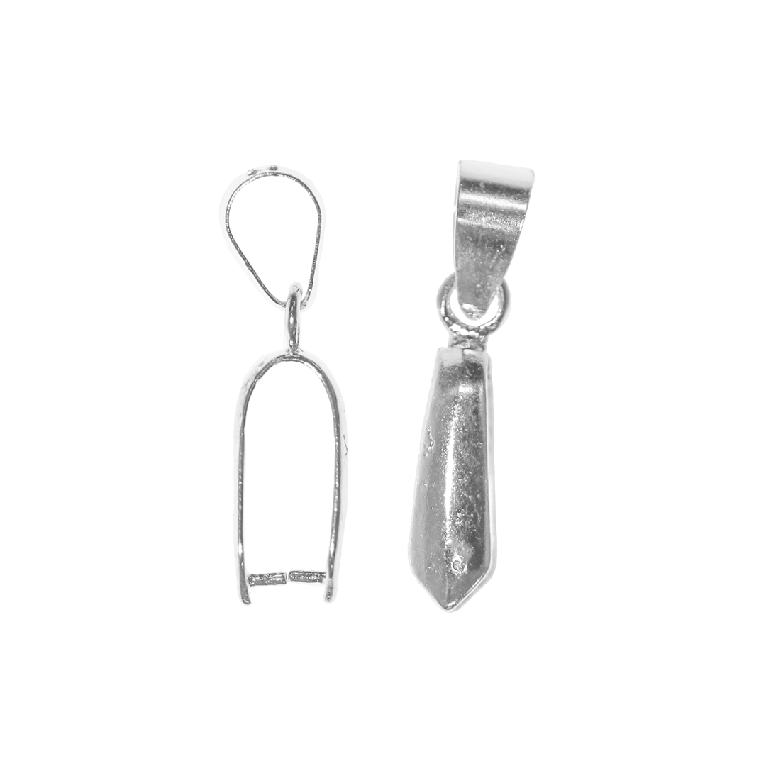 Bails, Pinch, Bright Silver, Alloy, 24mm x 7mm, Sold Per pkg of 20