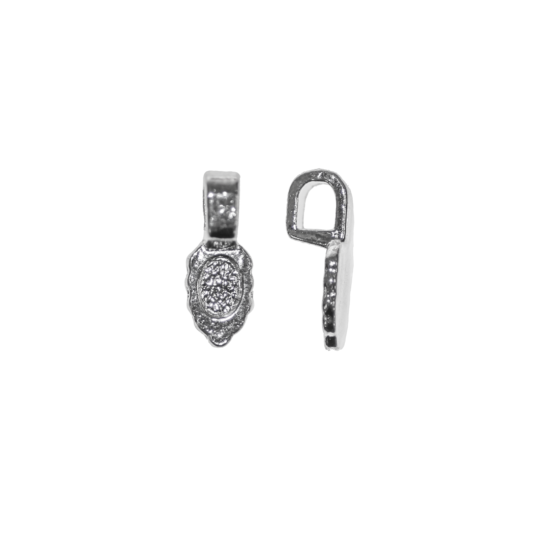 Bails, Glue On Bails, Bright Silver, Alloy, 15.5mm x 6mm, Sold Per pkg of 12