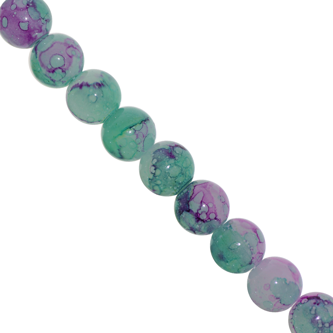 Marble Style Glass Beads, 10mm, Tie Dye, Approx 80 pcs per strand, Available in Multiple Colours